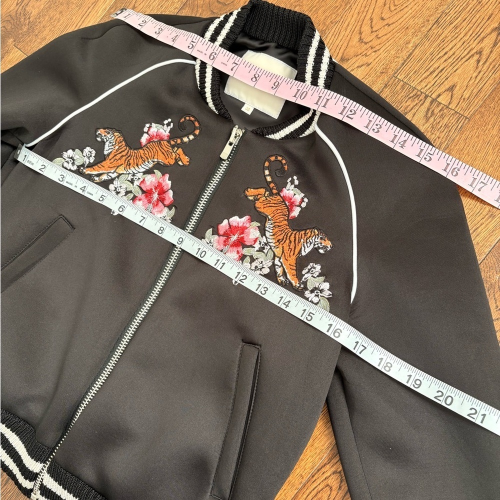 MAJE Mercure Embroidered Satin Bomber Jacket Size 38/ 2 / XS - Picture 6 of 13